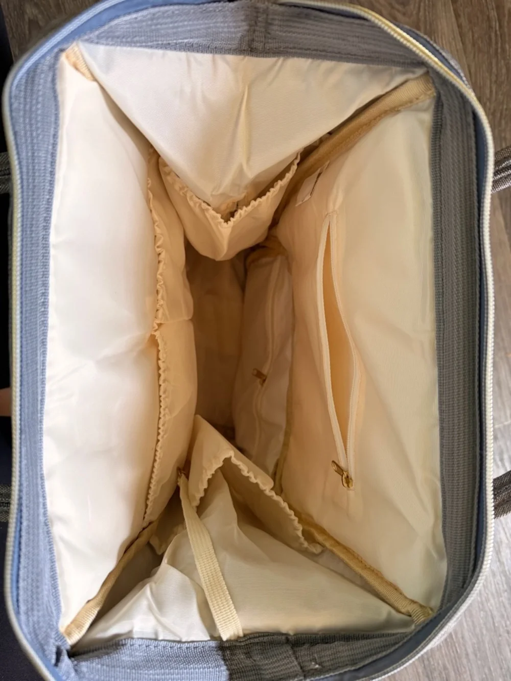 Light Taupe Baby Diaper Backpack with Detachable Pouch
